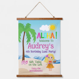 Aloha Luau Verjaardag Hangend Wandkleed