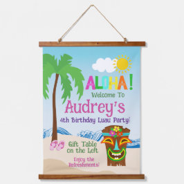 Aloha Luau Verjaardag Hangend Wandkleed