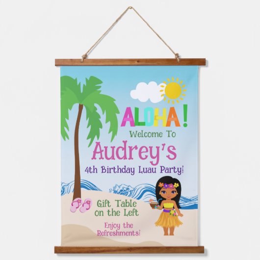 Aloha Luau Verjaardag Hangend Wandkleed (Voorkant)
