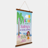 Aloha Luau Verjaardag Hangend Wandkleed (Gebogen)