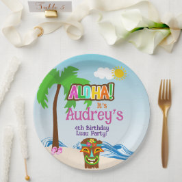 Aloha Luau Verjaardag Papieren Bordje
