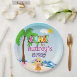 Aloha Luau Verjaardag Papieren Bordje