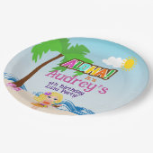 Aloha Luau Verjaardag Papieren Bordje (Gekanteld)