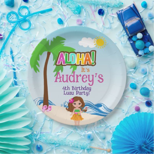 Aloha Luau Verjaardag Papieren Bordje (Feest)
