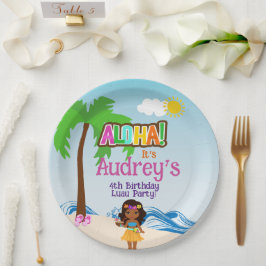 Aloha Luau Verjaardag Papieren Bordje