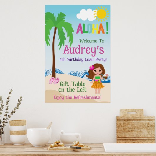 Aloha Luau Verjaardag Poster (Keuken)