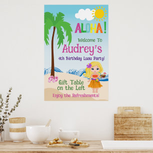 Aloha Luau Verjaardag Poster