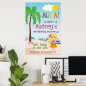 Aloha Luau Verjaardag Poster (Thuiskantoor)
