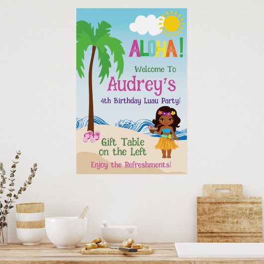 Aloha Luau Verjaardag Poster (Keuken)