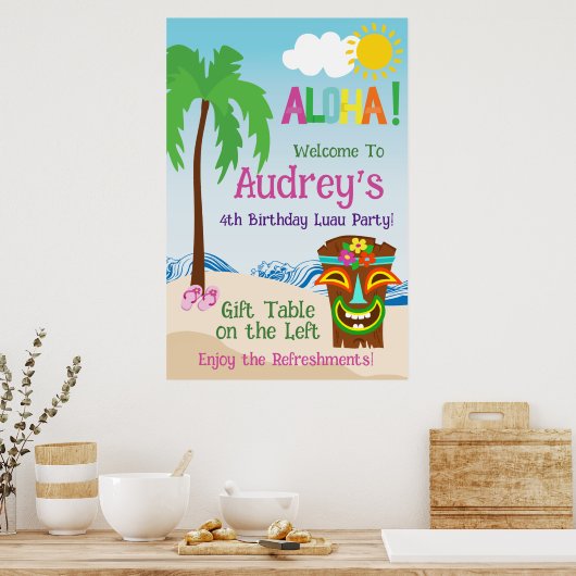 Aloha Luau Verjaardag Poster (Keuken)