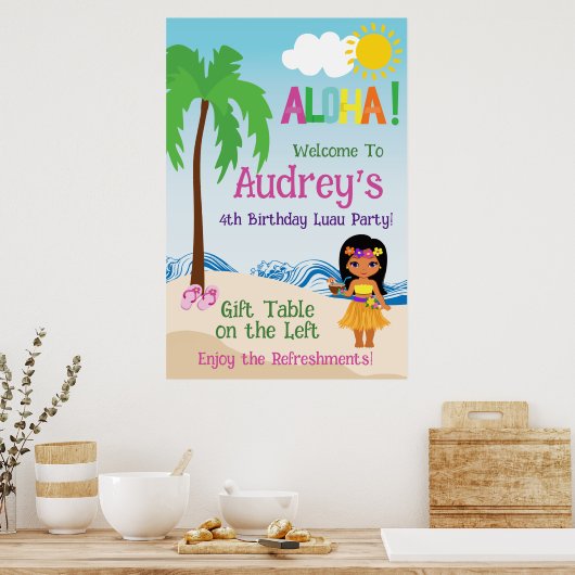 Aloha Luau Verjaardag Poster (Keuken)