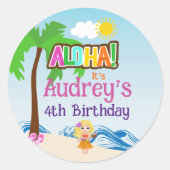 Aloha Luau Verjaardag Ronde Sticker (Voorkant)