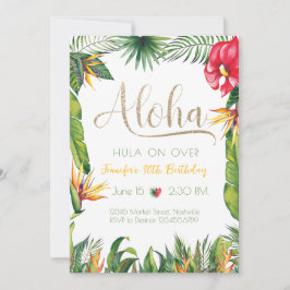 Aloha Luau Verjaardag Tropisch Bloemenfeest Kaart