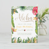 Aloha Luau Verjaardag Tropisch Bloemenfeest Kaart (Staand voorkant)