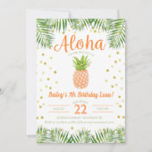 Aloha Luau Verjaardag Uitnodiging Tropische Ananas (Voorkant)