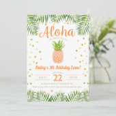 Aloha Luau Verjaardag Uitnodiging Tropische Ananas (Staand voorkant)