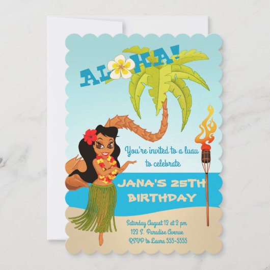 Aloha Luau Verjaardagsfeestje Kaart (Voorkant)
