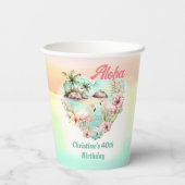 Aloha Luau Zomer 40e Verjaardag Strand Tropisch Papieren Bekers (Achterkant)