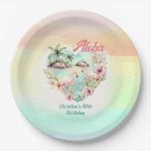 Aloha Luau Zomer 40e Verjaardag Strand Tropisch Papieren Bordje (Voorkant)