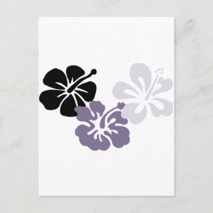 aloha mahalo gray hibiscus briefkaart