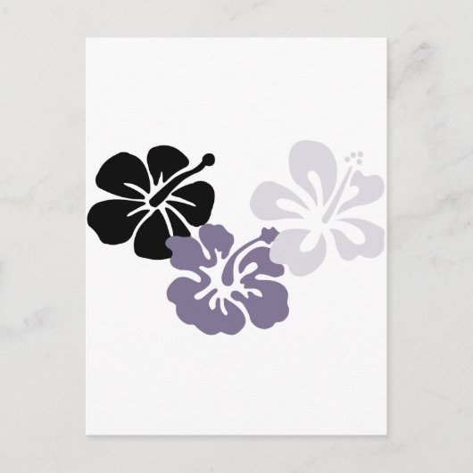 aloha mahalo gray hibiscus briefkaart (Voorkant)