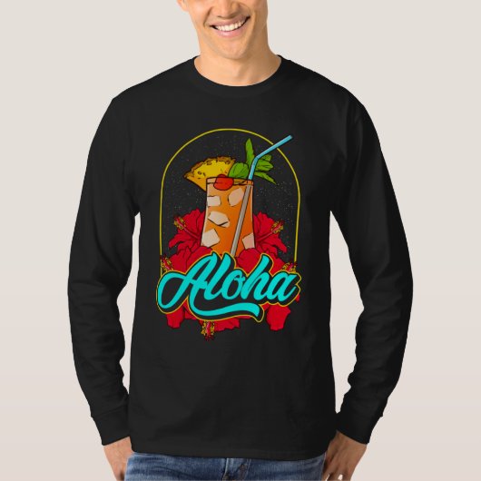 Aloha Mai Tai Cocktail from Hawaii With Pretty Hib T-shirt (Voorkant)