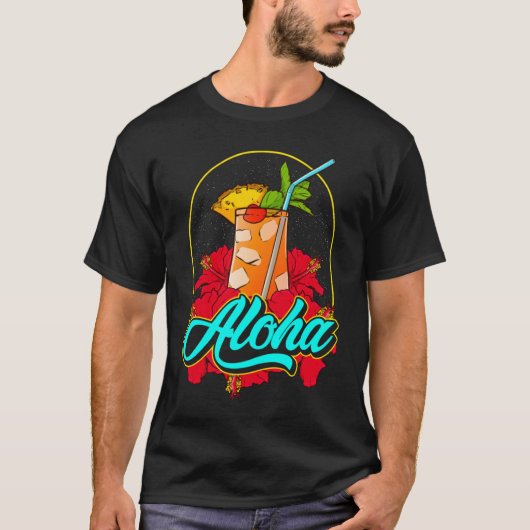 Aloha Mai Tai Cocktail from Hawaii With Pretty Hib T-shirt (Voorkant)