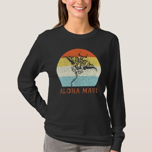 Aloha Maui  Hawaiian Island Tribal Stingray T-shirt (Voorkant)