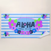 Aloha Means Hallo Hawaiian Floral - Blue Strandlaken (Voorkant)