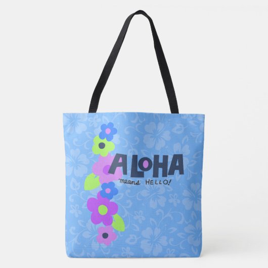 Aloha Means Hallo Hawaiian Hibiscus Beach Tote Bag (Voorkant)