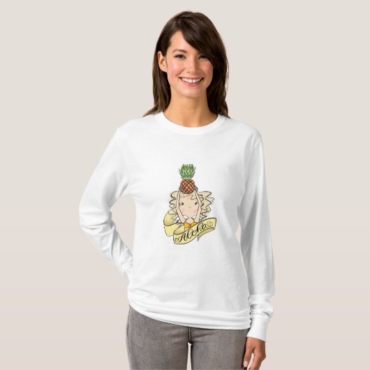 Aloha-meisje met ananas t-shirt (Voorkant volledig)
