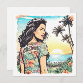 Aloha meisje plat Kaart (Voorkant / Achterkant)