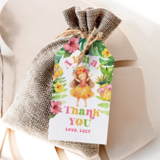 Aloha meisje zomer tropische Luau verjaardag dank  Cadeaulabel