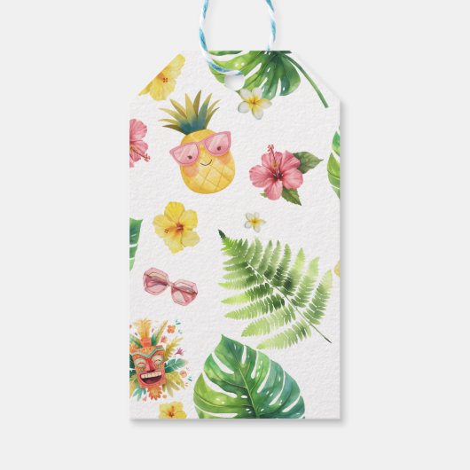 Aloha meisje zomer tropische Luau verjaardag dank  Cadeaulabel (Achterkant)