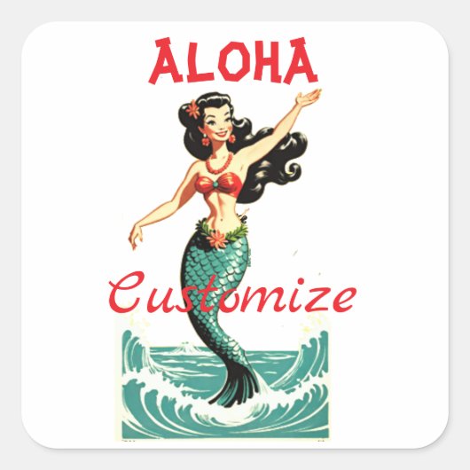 Aloha Mermaid Thunder_Thunder_Cove Vierkante Sticker (Voorkant)