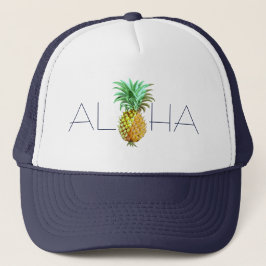 Aloha Met Ananas Vintage Illustratie Trucker Pet