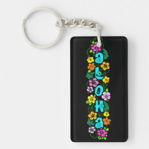 Aloha met bloemen sleutelhanger