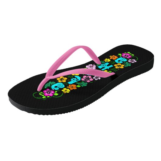Aloha met bloemen teenslippers (Schuin)