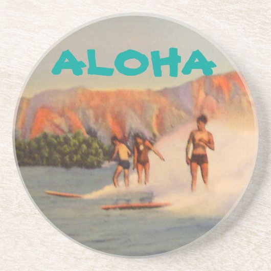 Aloha met  surfers in Hawaï Zandsteen Onderzetter (Voorkant)