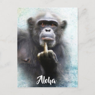 Aloha Middle Finger Salute Funny Ape offensief Briefkaart