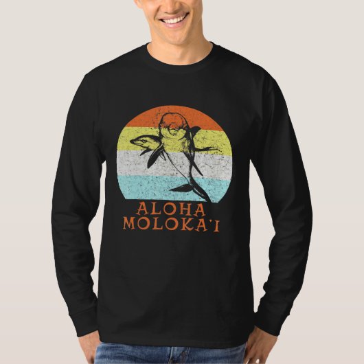 Aloha Molokai Hawaiian Island Dolphin Artw T-shirt (Voorkant)