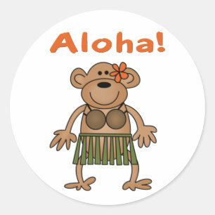 Aloha Monkey Ronde Sticker