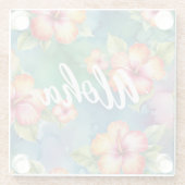 Aloha mooie hibiscus bloem patroon Hawaii Glazen Onderzetter (Achterkant)