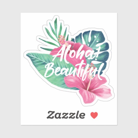 Aloha Mooie Tropische Waterverf Palm Hibiscus Sticker (Vel)