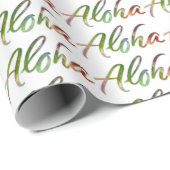 Aloha - Natuur belettering wit - Hawaii Hawai'i Cadeaupapier (Rol Hoek)