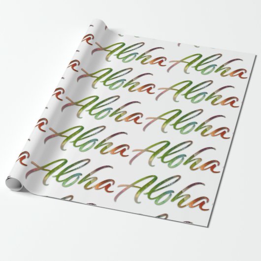 Aloha - Natuur belettering wit - Hawaii Hawai'i Cadeaupapier (Uitgerold)
