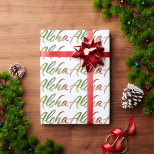 Aloha - Natuur belettering wit - Hawaii Hawai'i Cadeaupapier