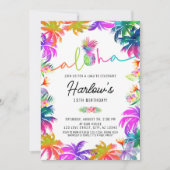 Aloha Neon Tropical Luau Zomer Fun Verjaardag Kaart (Voorkant)