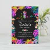 Aloha Neon Tropical Luau Zomer Fun Verjaardag Kaart (Staand voorkant)