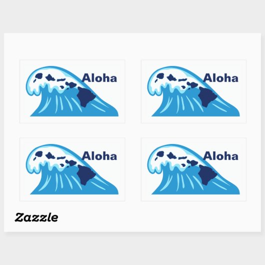 Aloha Ocean Wave Hawaiian Islands Chain Rechthoekige Sticker (Vel)